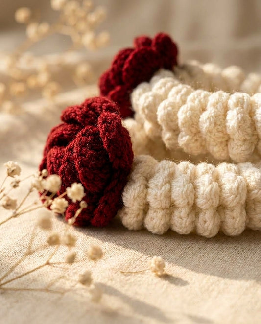 Red Rose Crochet Gajra worn on the wrist
